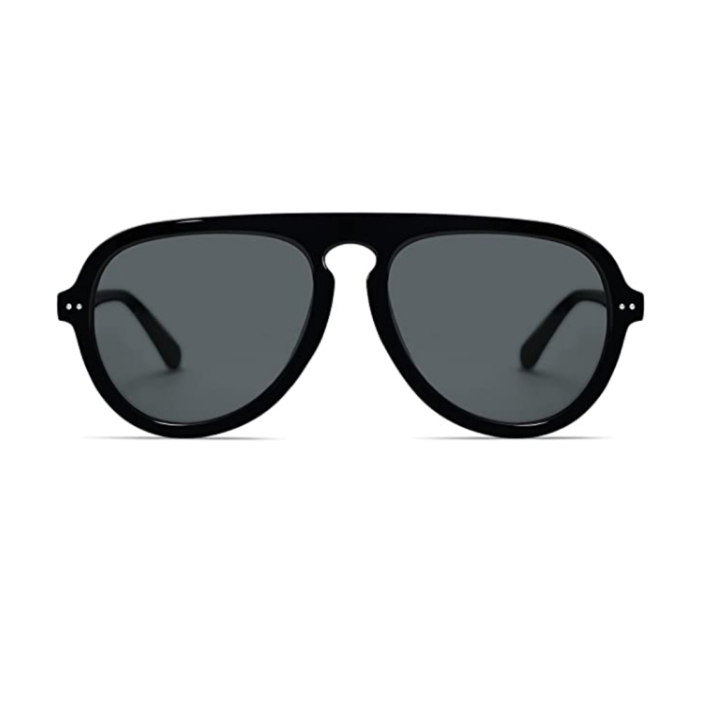 Black Aviator Sunglasses Womens Mens Vintage Plastic Frame Shades New - Picture 2 of 5